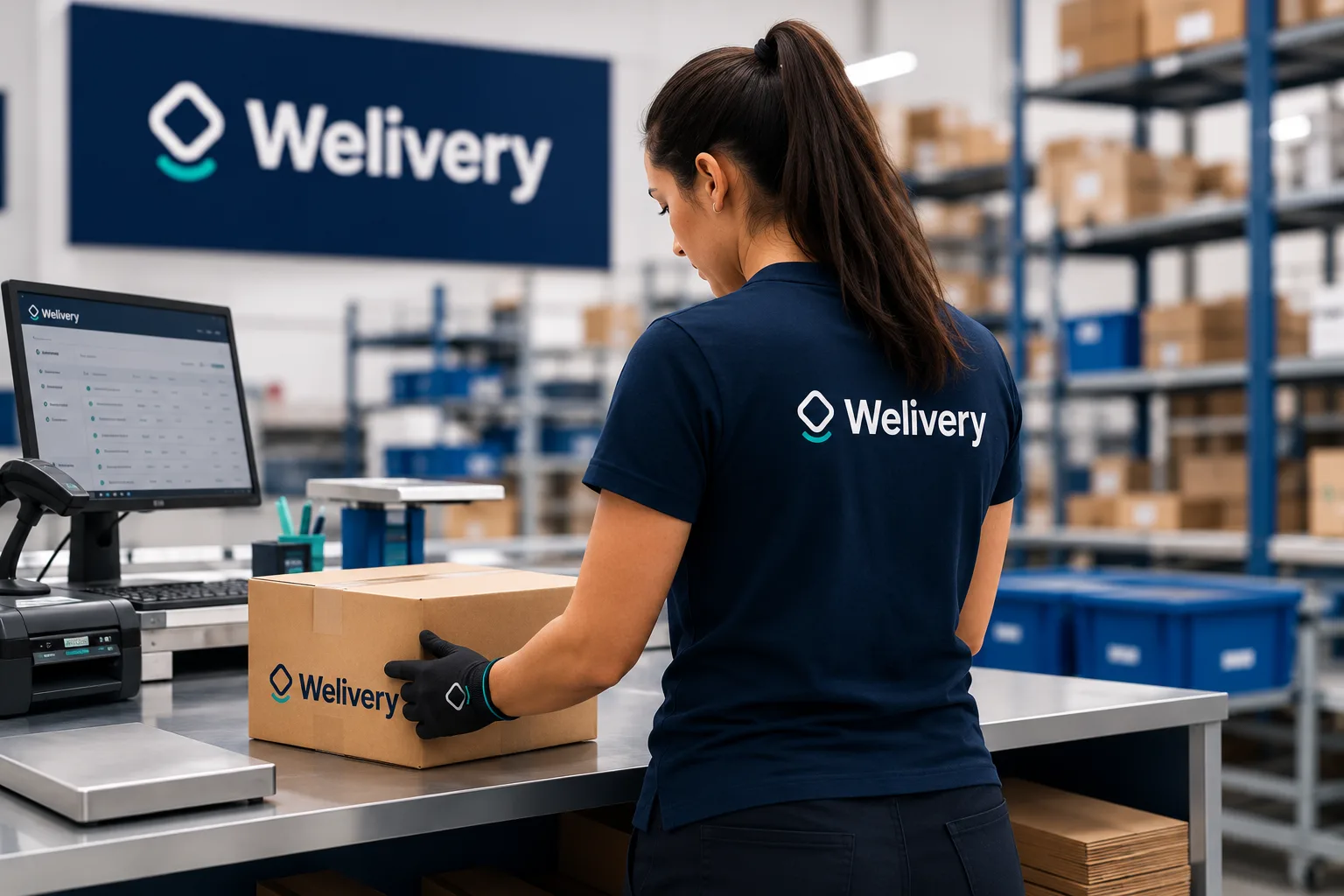 Operaria de Welivery preparando un pedido en el centro de fulfillment